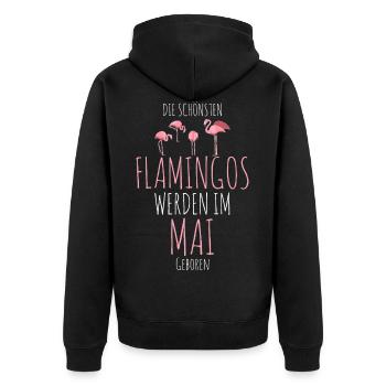 May Birthday Flamingo Saying Funny - Unisex Premium Organic Zip Hoodie - black - Back - Nico (187cm)