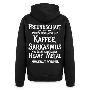 Spruch Musik Metal Rock bester Kumpel BFF Freundin - Unisex Premium Bio Zip Hoodie - Schwarz - Hinten - Nico (187cm)