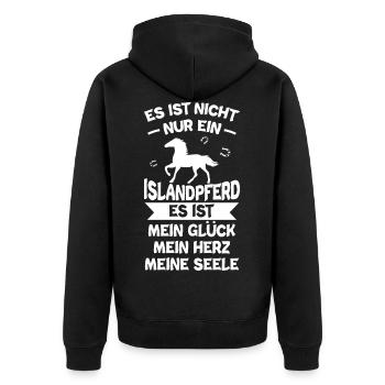 Islandpferd - Unisex Premium Bio Zip Hoodie - Schwarz - Hinten - Nico (187cm)