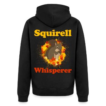 Eichhörnchen Tier Nagetier Streifenhörnchen Nüsse - Unisex Premium Bio Zip Hoodie - Schwarz - Hinten - Nico (187cm)