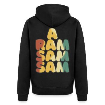 Aramsamsam Kindergarten Kinderlied Kita - Unisex Premium Bio Zip Hoodie - Schwarz - Hinten - Nico (187cm)