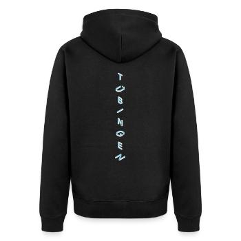 Tübingen - Unisex Premium Organic Zip Hoodie - black - Back - Nico (187cm)