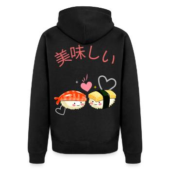 sleep walking sushi japan fisch sushimi reis lachs - Unisex Premium Bio Zip Hoodie - Schwarz - Hinten - Nico (187cm)