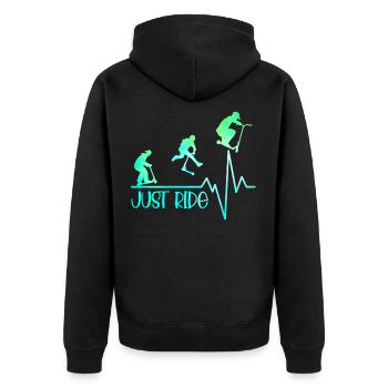 Just ride Roller freestyle heartbeat - Unisex Premium Bio Zip Hoodie - Schwarz - Hinten - Nico (187cm)