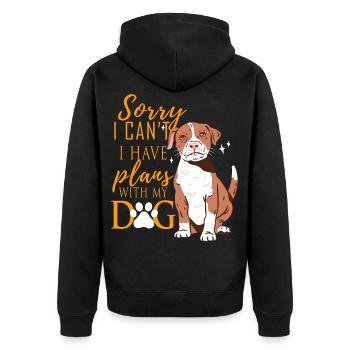 Beschäftigt mit meinem Hund Hundesitter Hundeliebe - Unisex Premium Bio Zip Hoodie - Schwarz - Hinten - Nico (187cm)