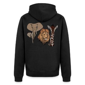 Africa elephant lion giraffe animal face elephant - Unisex Premium Organic Zip Hoodie - black - Back - Nico (187cm)