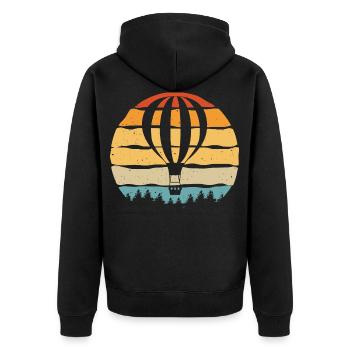 Heißluftballon Retro Ballonfahrer Ballonfahrt - Unisex Premium Bio Zip Hoodie - Schwarz - Hinten - Nico (187cm)