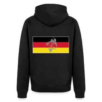 deutsche Flagge Sportfischer aus Deutschland - Unisex Premium Bio Zip Hoodie - Schwarz - Hinten - Nico (187cm)