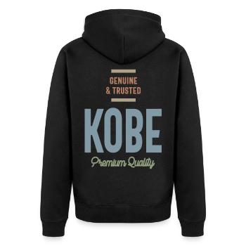 Kobe personalisierte Name Geburtstagsgeschenk - Unisex Premium Bio Zip Hoodie - Schwarz - Hinten - Nico (187cm)