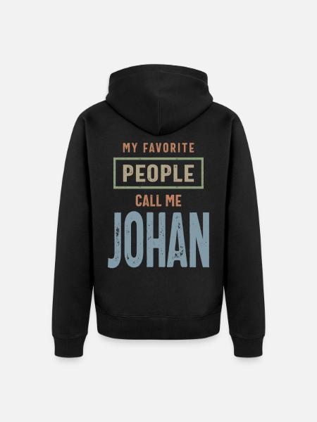 Johan Personalized Name Birthday Gift - Unisex Premium Organic Zip Hoodie - black