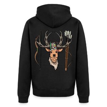 Cerf, Wapiti, Bois, Tête De Cerf, Chasses Sauvages - Veste à capuche bio Premium Unisexe - noir - Dos - Nico (187cm)