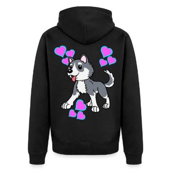 Coeurs Husky Chien Enfants Enfants Animaux bienvenus - Veste à capuche bio Premium Unisexe - noir - Dos - Nico (187cm)
