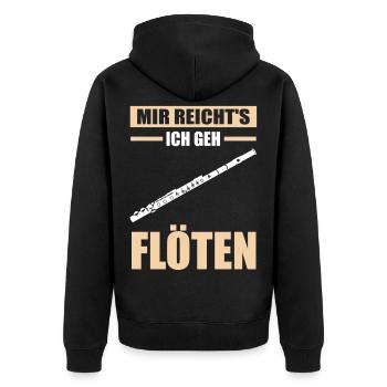 Flöte Musiker Flötist Flötenspieler Orchester Musi - Unisex Premium Bio Zip Hoodie - Schwarz - Hinten - Nico (187cm)