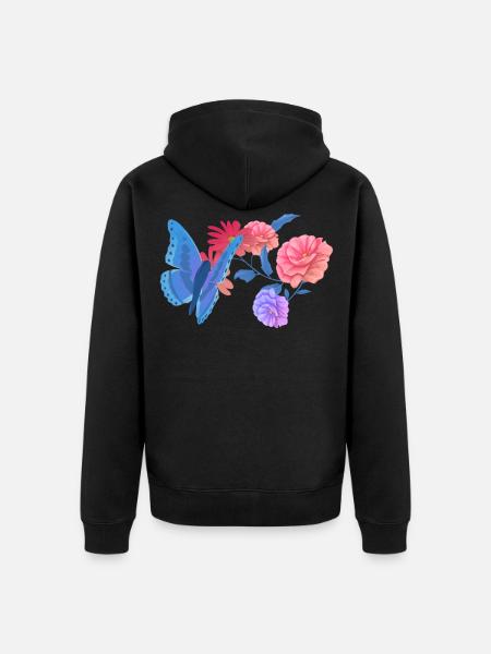 Bi-Stolz-Schmetterling Bisexual Flag Blume - Unisex Premium Bio Zip Hoodie - Schwarz