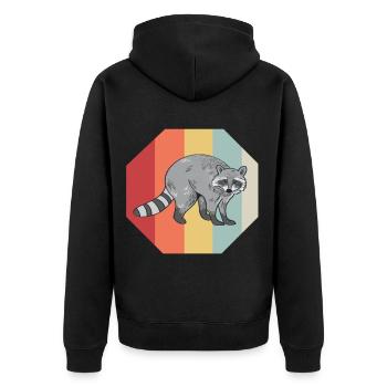 Waschbär Racoon Tier Geschenk Frettchen Marder - Unisex Premium Bio Zip Hoodie - Schwarz - Hinten - Nico (187cm)