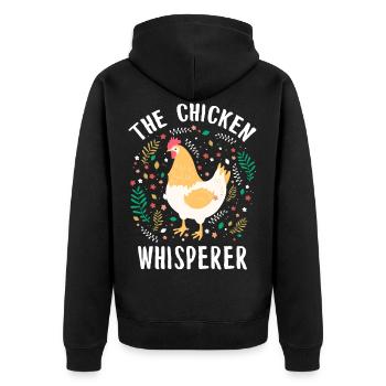 chicken - Unisex Premium Organic Zip Hoodie - black - Back - Nico (187cm)