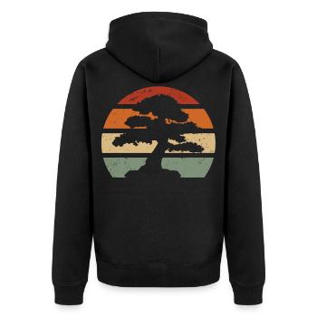 Horizon with vintage bonsai - Unisex Premium Organic Zip Hoodie - black - Back - Nico (187cm)