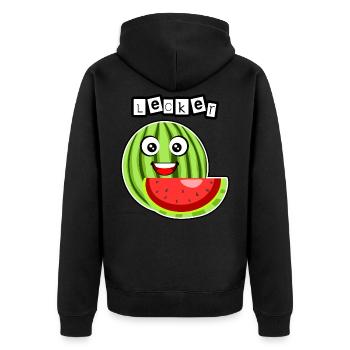 Lecker Melone - Unisex Premium Bio Zip Hoodie - Schwarz - Hinten - Nico (187cm)