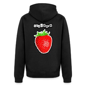 Rote Erdbeere - Unisex Premium Bio Zip Hoodie - Schwarz - Hinten - Nico (187cm)