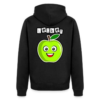 Lecker grüner Apfel - Unisex Premium Bio Zip Hoodie - Schwarz - Hinten - Nico (187cm)