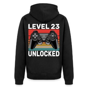Level 23 Unlocked - 23e anniversaire cadeau de gamer - Veste à capuche bio Premium Unisexe - noir - Dos - Nico (187cm)