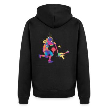 Scooter Tretroller Stunts Skatepark Tretroller - Unisex Premium Bio Zip Hoodie - Schwarz - Hinten - Nico (187cm)