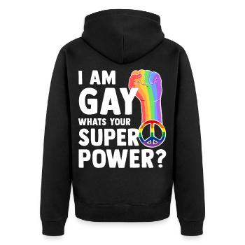 LGBT - Veste à capuche bio Premium Unisexe - noir - Dos - Nico (187cm)