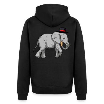 Elephant Peanut Hat Gentleman Fantasy Mister Dick - Veste à capuche bio Premium Unisexe - noir - Dos - Nico (187cm)