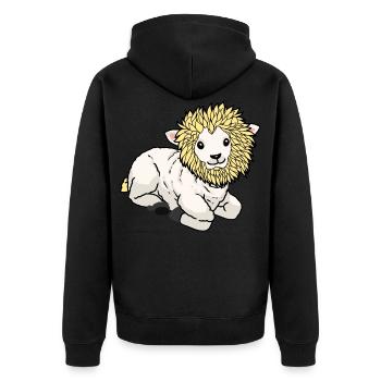 Löwe Schaf Fantasy Kostüm Verkleidung Kinder - Unisex Premium Bio Zip Hoodie - Schwarz - Hinten - Nico (187cm)