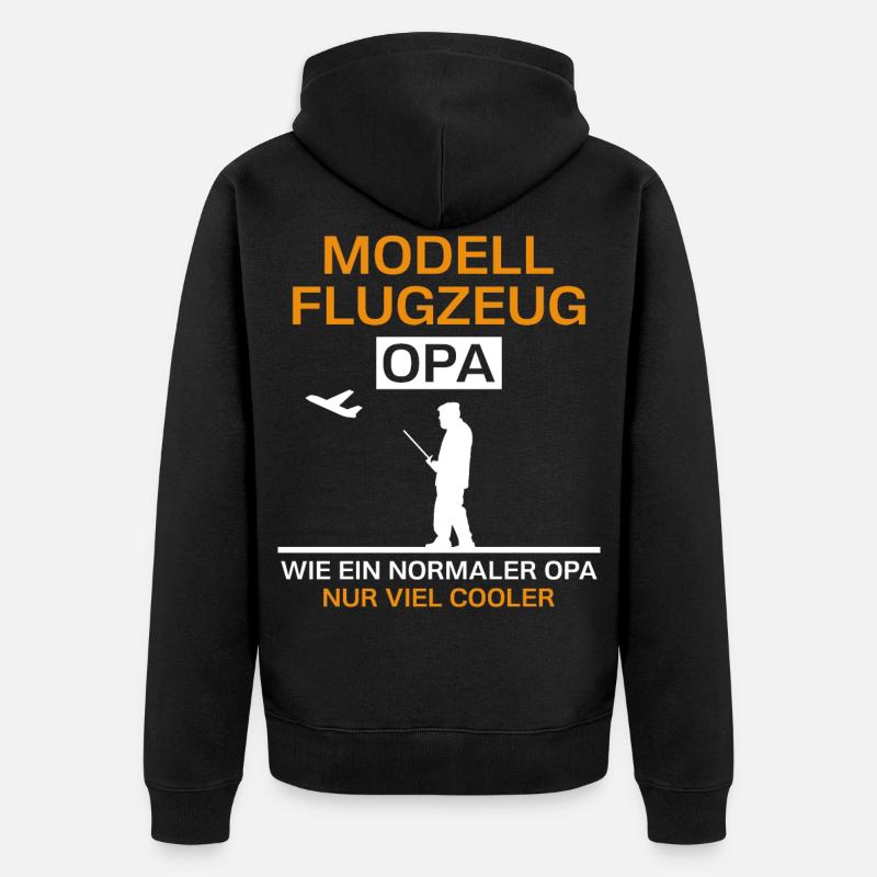 Modell Flugzeug Opa - Unisex Premium Bio Zip Hoodie - Schwarz