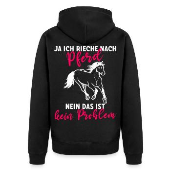 Ja ich rieche nach Pferd Nein das ist kein - Unisex Premium Bio Zip Hoodie - Schwarz - Hinten - Nico (187cm)