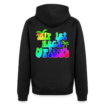 mir ist nach urlaub - Unisex Premium Bio Zip Hoodie - Schwarz - Hinten - Nico (187cm)