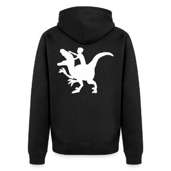 Enfant chevauche Velociraptor T-Rex dinosaure Raptor - Veste à capuche bio Premium Unisexe - noir - Dos - Nico (187cm)