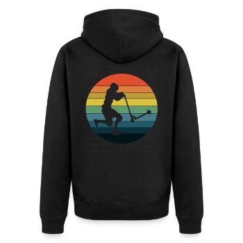 Scooter Tretroller Stunts Skatepark Tretroller - Unisex Premium Bio Zip Hoodie - Schwarz - Hinten - Nico (187cm)