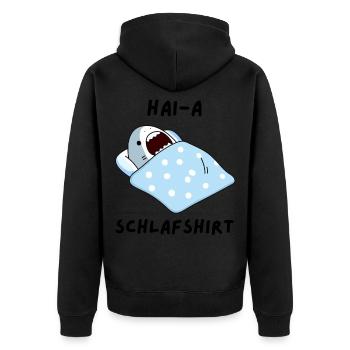 Hai Schlafshirt Nachthemd Geschenk - Unisex Premium Bio Zip Hoodie - Schwarz - Hinten - Nico (187cm)