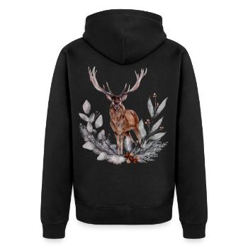 Deer deer antler hunter t-shirt - Unisex Premium Organic Zip Hoodie - black - Back - Nico (187cm)