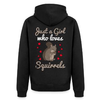Eichhörnchen - Unisex Premium Bio Zip Hoodie - Schwarz - Hinten - Nico (187cm)