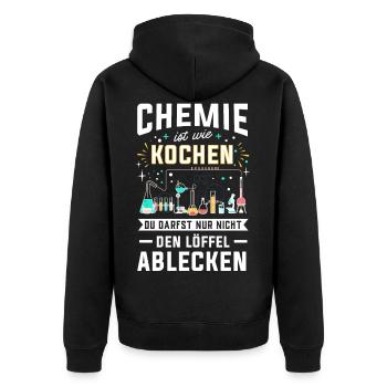 Chemie - Unisex Premium Bio Zip Hoodie - Schwarz - Hinten - Nico (187cm)
