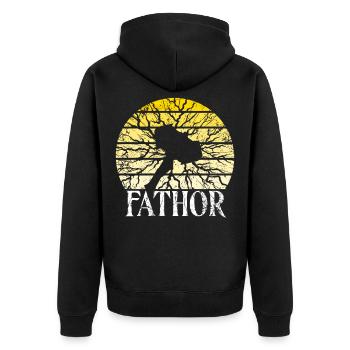 Fathor Vathor Vater Papa Geschenk - Unisex Premium Bio Zip Hoodie - Schwarz - Hinten - Nico (187cm)