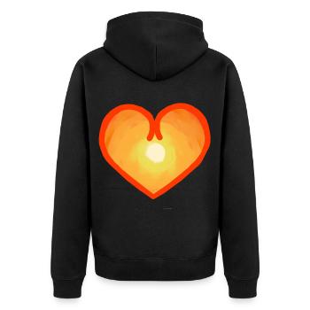 Herzlich Herz Sonnenaufgang Sonnenschein Sonne - Unisex Premium Bio Zip Hoodie - Schwarz - Hinten - Nico (187cm)