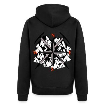 Mountain Peak Mountain Compass Pickaxe Mountain Sports - Unisex Premium Organic Zip Hoodie - black - Back - Nico (187cm)