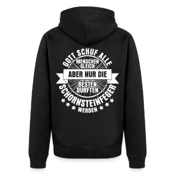 Schornsteinfeger Spruch Kaminkehrer Witz - Unisex Premium Bio Zip Hoodie - Schwarz - Hinten - Nico (187cm)