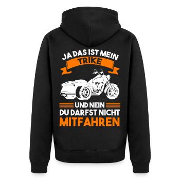 Trike Motorrad Motorradfahrer Biker Motorbike - Unisex Premium Bio Zip Hoodie - Schwarz - Hinten - Nico (187cm)