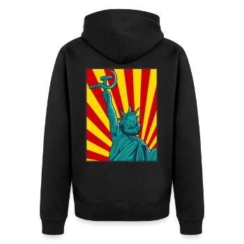 Funny socialist saying about socialism! - Unisex Premium Organic Zip Hoodie - black - Back - Nico (187cm)