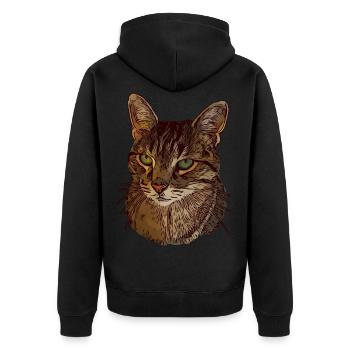 Cat motif cat cat face animal face animal - Unisex Premium Organic Zip Hoodie - black - Back - Nico (187cm)