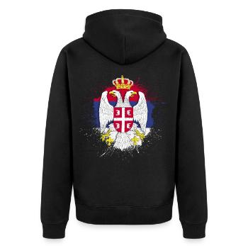 Serbie Tshirt don Yougoslavie Zagreb Tito - Veste à capuche bio Premium Unisexe - noir - Dos - Nico (187cm)