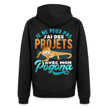 Agame Barbus Pogona Rigolo - Veste à capuche bio Premium Unisexe - noir - Dos - Nico (187cm)