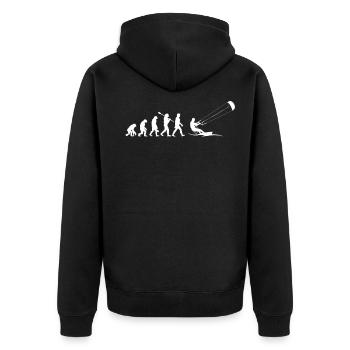 KiteSurfing Evolution, kiteboarding - Unisex Premium Bio Zip Hoodie - Schwarz - Hinten - Nico (187cm)