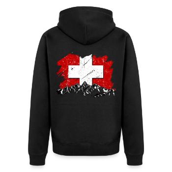 Switzerland Flag Zurich Berne Alps Swiss German - Unisex Premium Organic Zip Hoodie - black - Back - Nico (187cm)