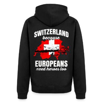 Schweiz Tshirt Flagge alpen Switzerland Zürich - Unisex Premium Bio Zip Hoodie - Schwarz - Hinten - Nico (187cm)